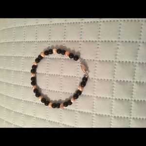 Pearl and Black Bead Bracelet
